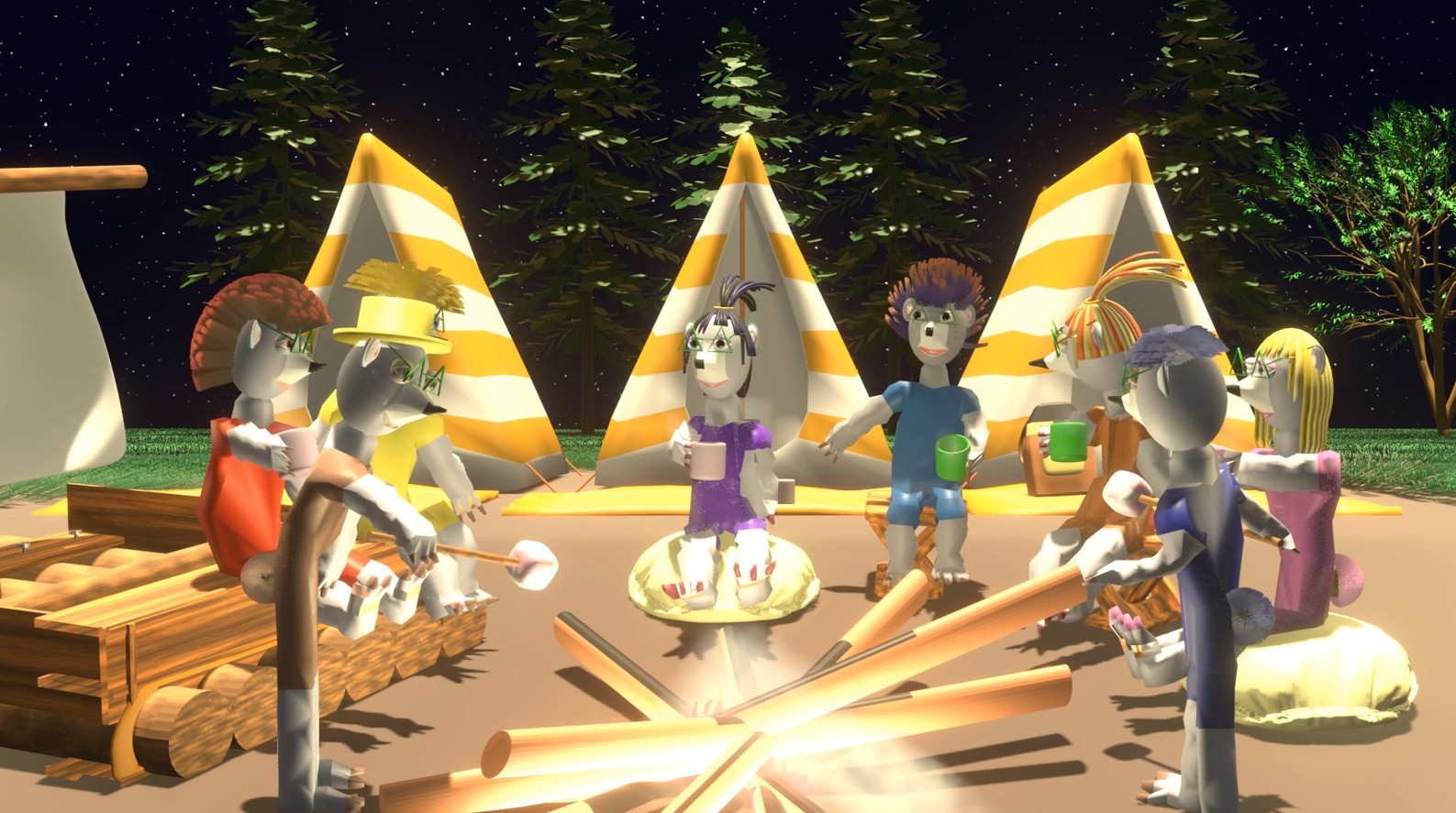 les Pikschuns autour du feu