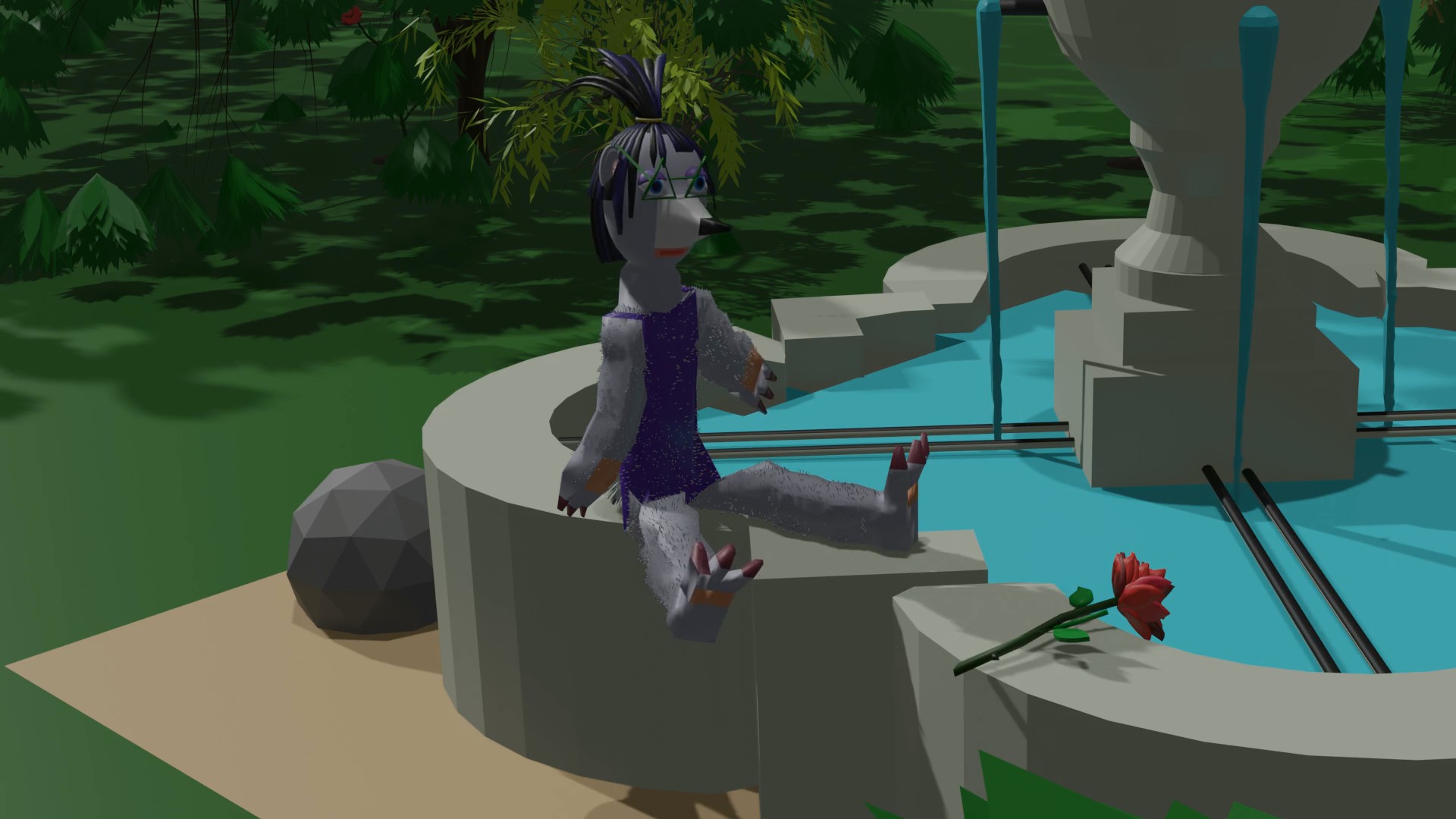 Blume Pikschuns au bord de la fontaine