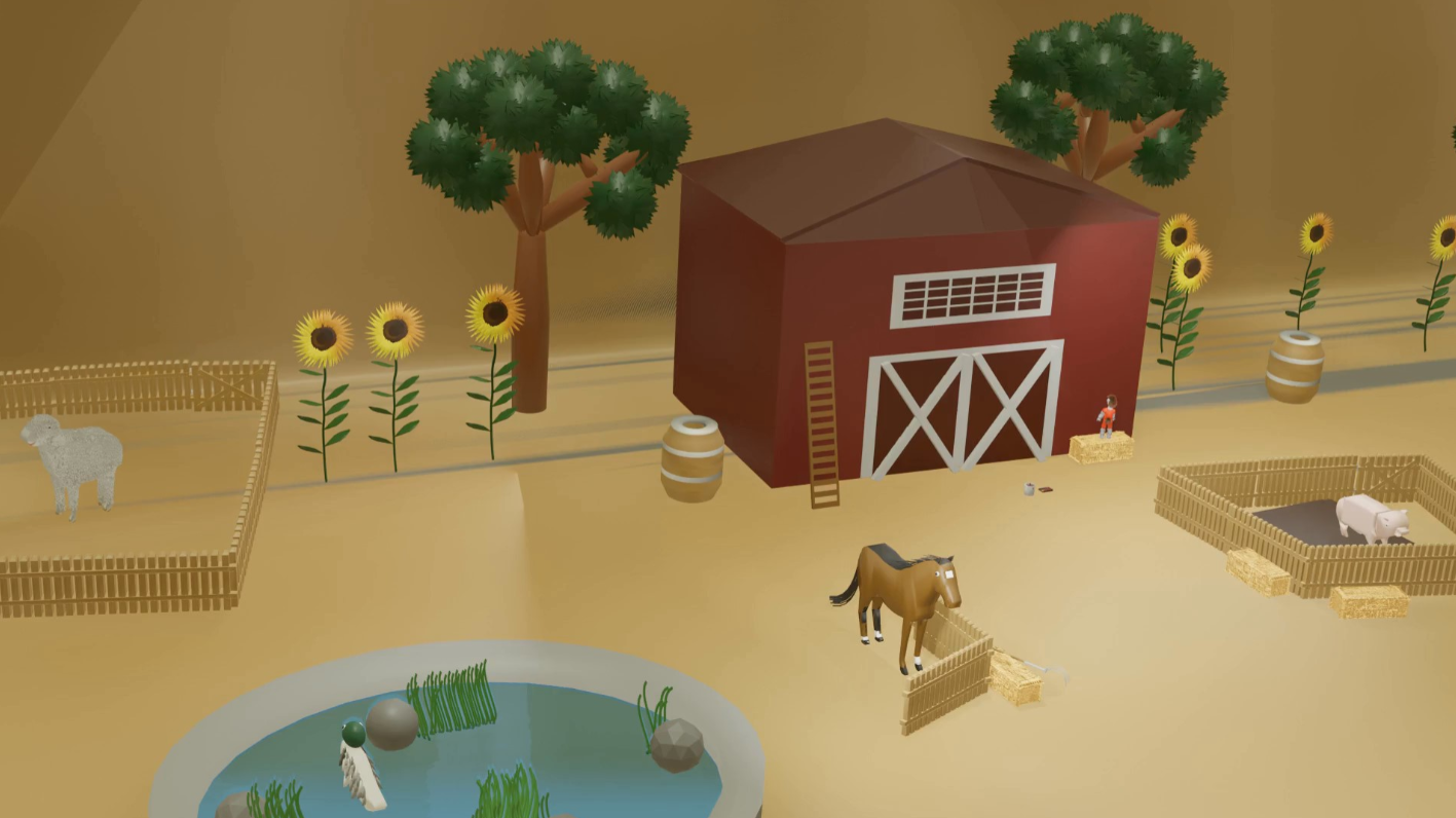 Grange de la scène Old Mac Donald avec les Pikschuns