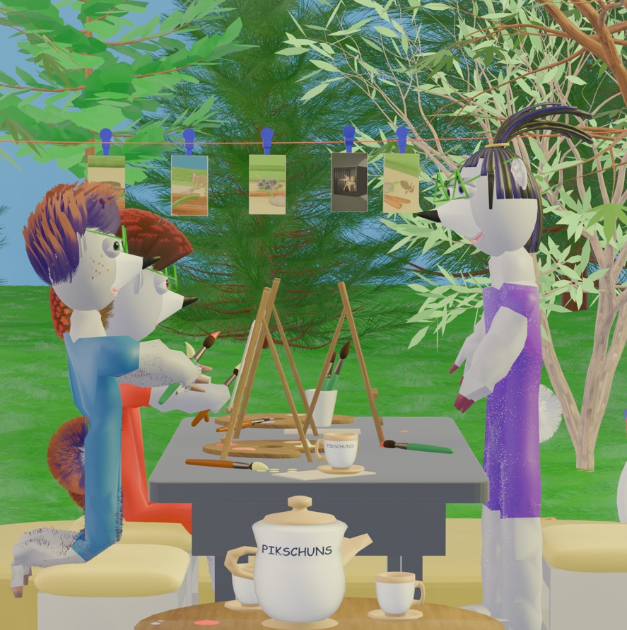 Les Pikschuns dessinent la scène une puce un pou